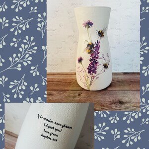 Personalised Thistle Bee Vase, lavender bee Gifts, Personalised lavender Gifts, Personalised Vase, Bee Vase, Keepsake Vase