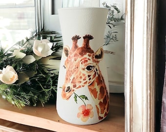 Giraffe Vase, Giraffe Gifts, Giraffe Themed Gifts, Animal Vase, Animal Pretty Vase, Giraffe  Home Decor, Giraffe Decorations