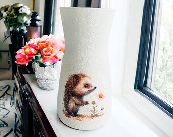Glass Hedgehog Flower Vase, Hedgehog Home Decor, Headgehog Gifts, Hedgehog Decorations, Hedgehogs