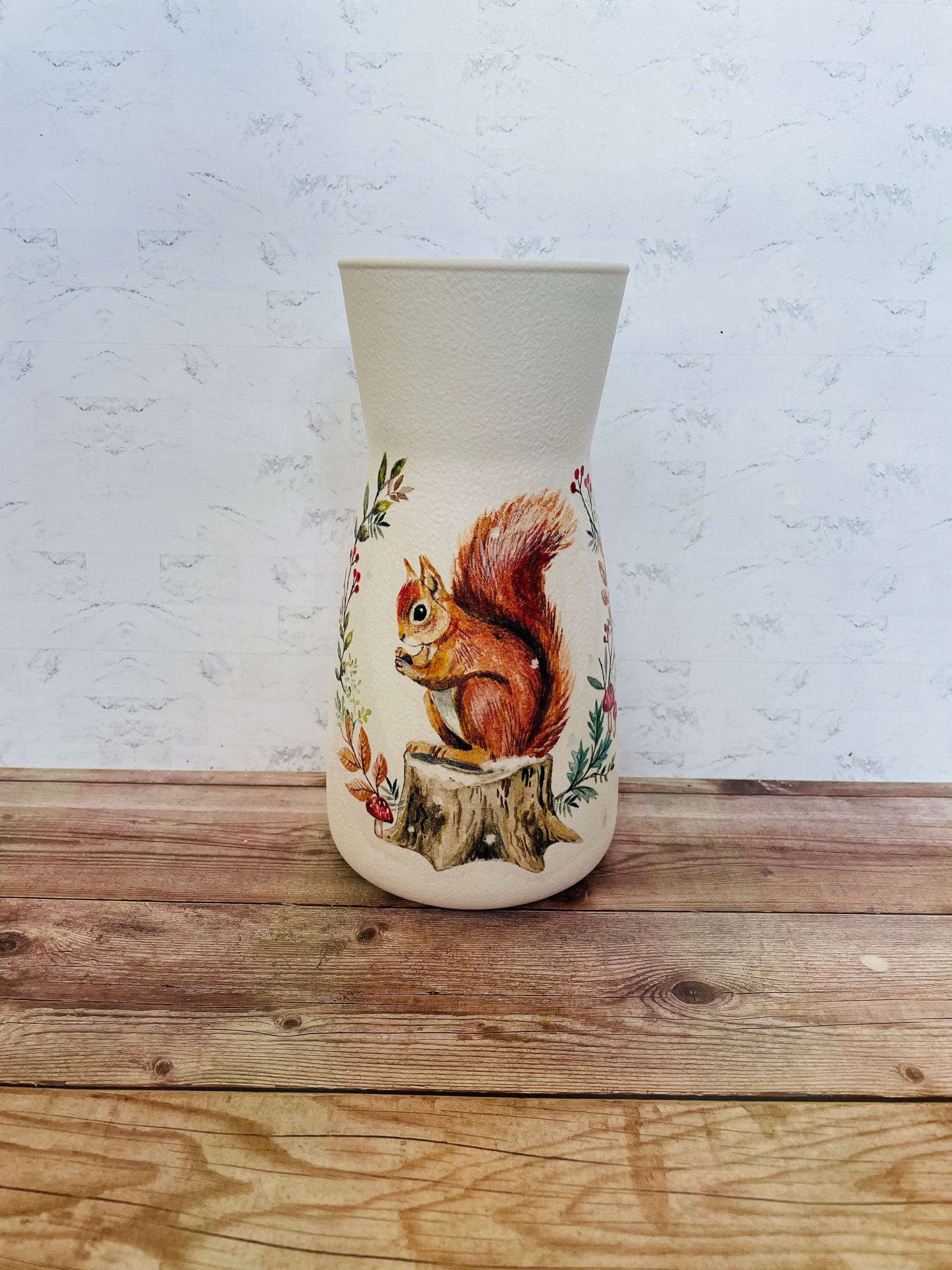 Squirrel Themed Flower Vase Squirrel Coasters Autumn Home Etsy UK