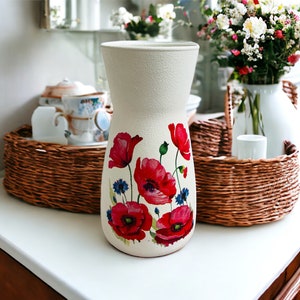 Poppy Vase, Poppy themed Gifts, Poppy Gifts, Flower Vase, Poppies, Poppy Lovers, Flower Gifts, Red Decor, Flowers