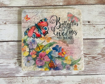 Butterfly Single Stone Coaster, Butterfly Remembrance Coaster, Butterfly Keepsake Gifts, Butterfly Gifts, Butterfly Lost Loved One Gift