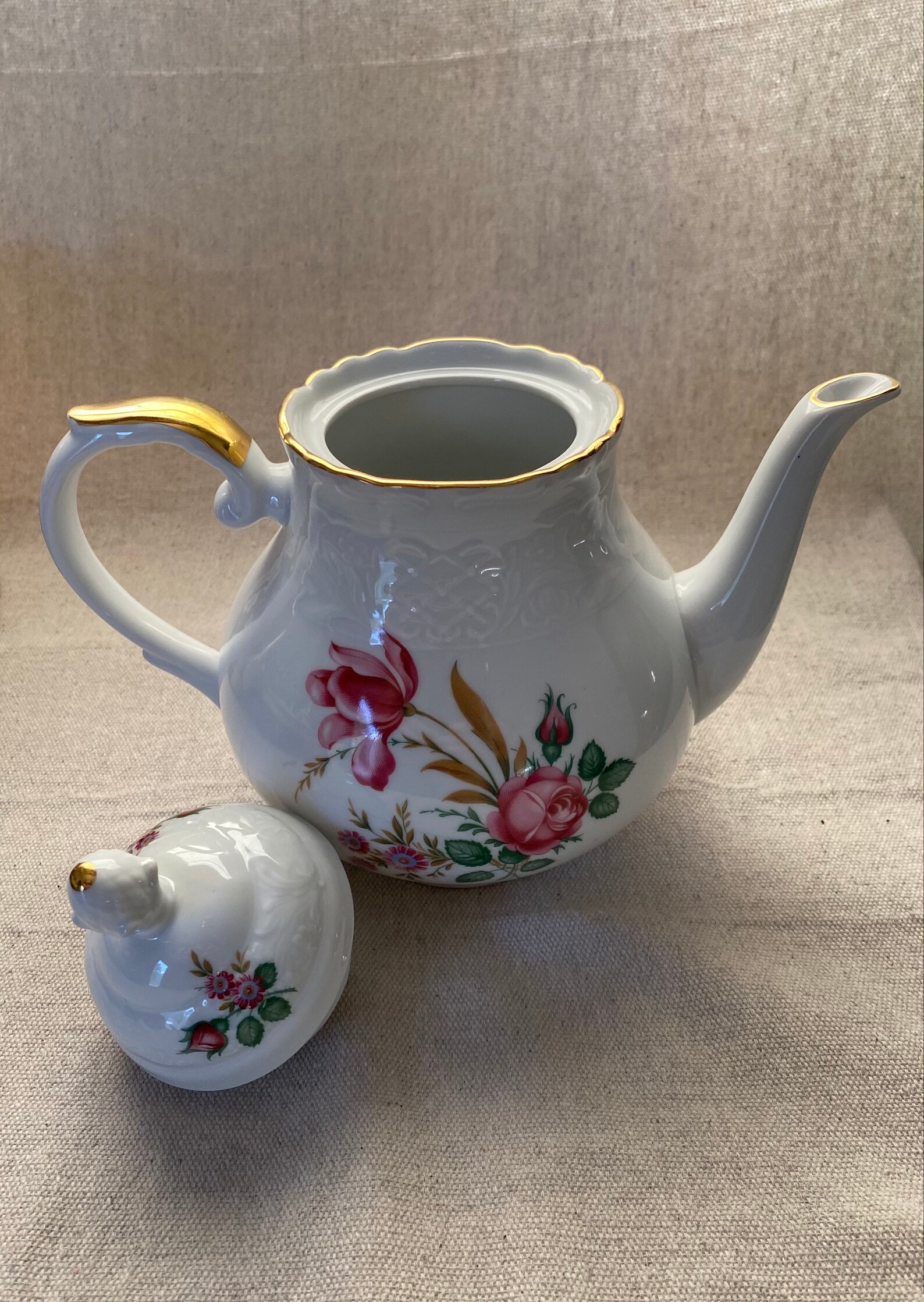 Bavaria Schumann Arzberg Teapot. Floral and Gold Pattern. Etsy