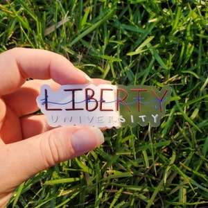 Adhesivo de vinilo transparente de la Universidad Liberty - Espíritu escolar de LU