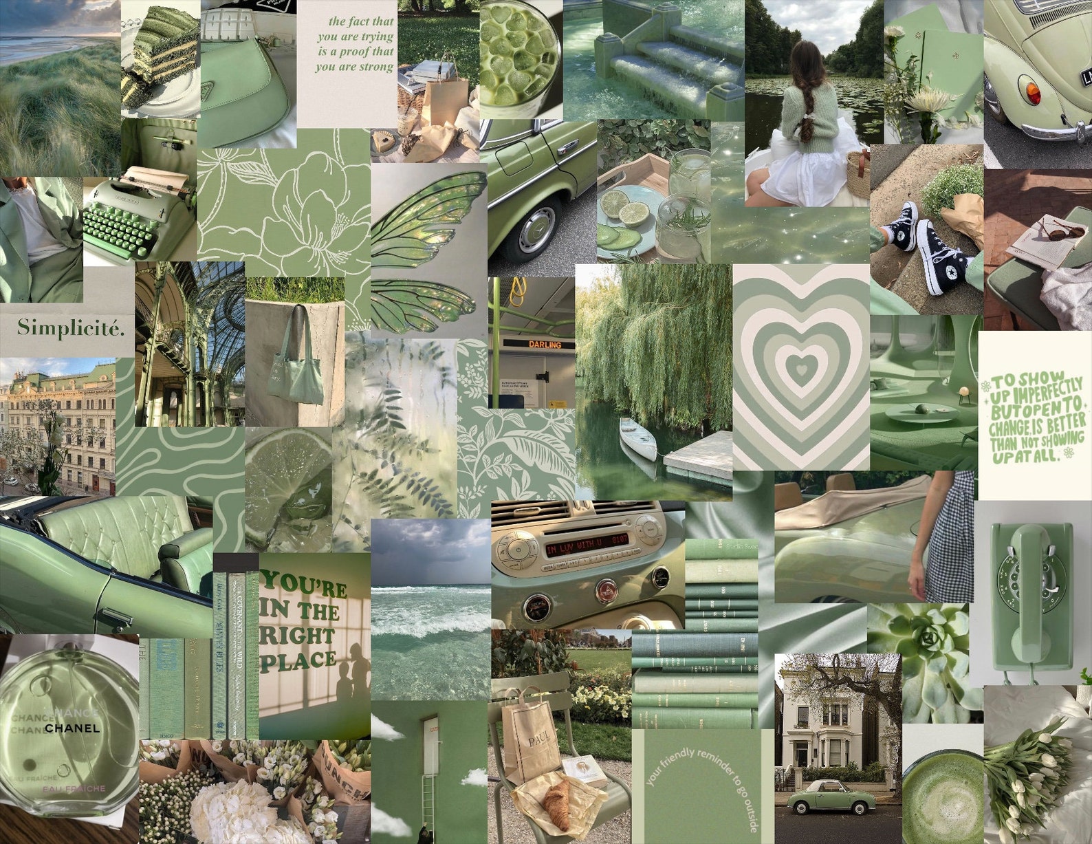 Sage green photo collage kit-50 pc | Etsy