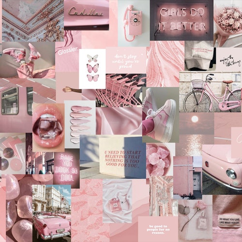 Pink Photo Wall Collage Kit Pink Aesthetic Baby Pink - Etsy