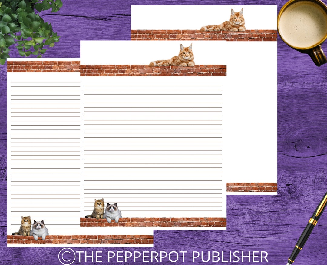 JW Letter Writing Stationary Instant Download Printable Stationary-cat ...