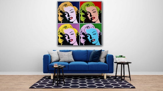 Marilyn Monroe & by Andy Warhol Four Color Pop Art Canvas - Etsy