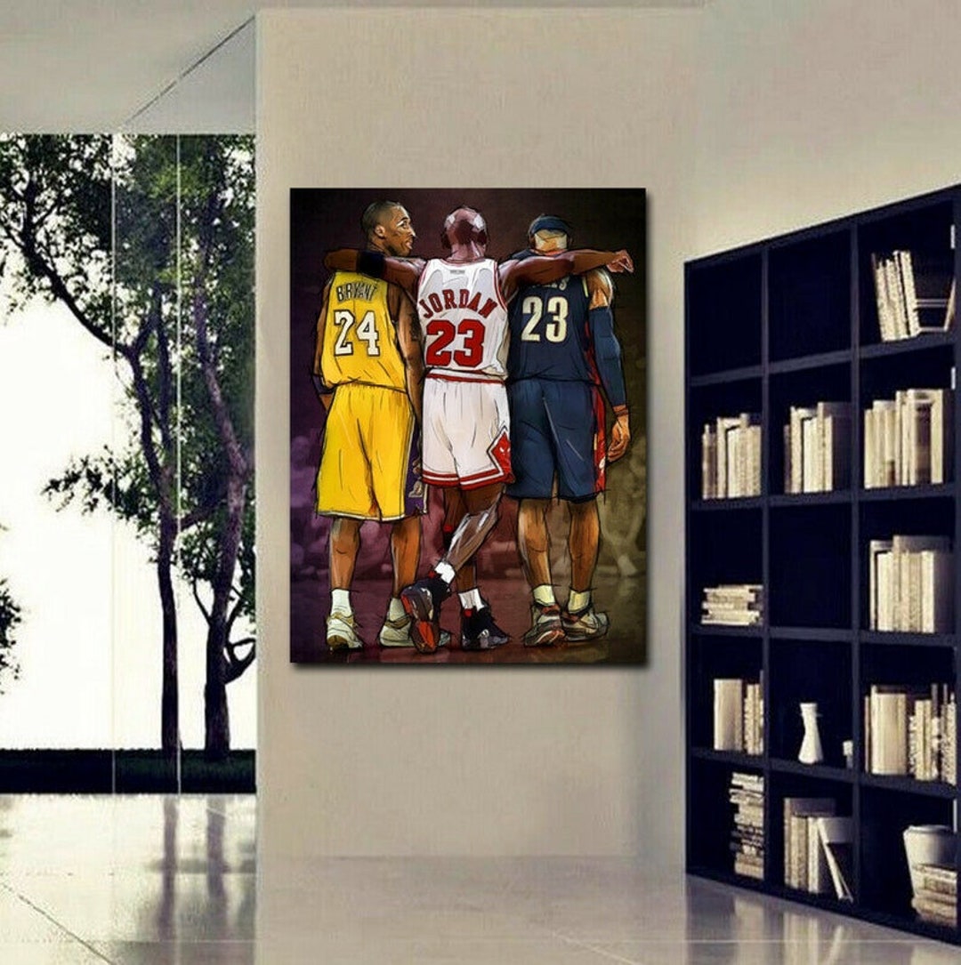 Michael Jordan Kobe Bryant LeBron James 3 Three Goats NBA Basketball Sports  Wall Art Canvas Poster Print Wall Decor On Paper Print