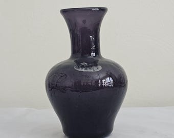 Violet Blenko Crackled Glass Vase 9604 7 1/2" Tall