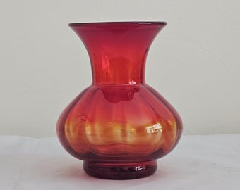 Blenko Tangerine Vase 706 6 1/4" Tall