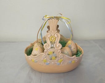 Ceramic Easter Basket With Eggs