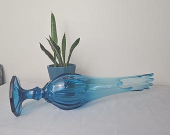 Peacock Blue LE Smith Dominion Swung Pedestal Vase 20 3/8" Tall