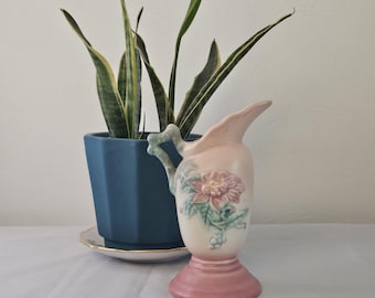 Small Hull Pottery Woodland Pattern 3 Ewer Pitcher Vase Measures 5 7/8" Tall