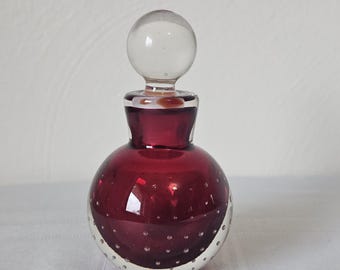 Ruby Red Controlled Bubble Perfume Bottle With Stopper