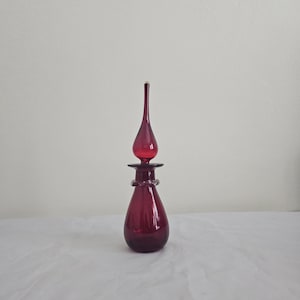 Ruby Red Decanter With Flame Stopper 11 1/4" Tall