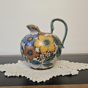 Royal Zuid Holland Gouda Hand Painted Pottery Pitcher | Signed Trea.
