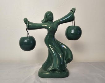 Gonder Pottery Ceramic Arts Line Forest Green Women Carrying Water Buckets