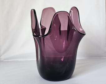 Viking Glass Handkerchief Swung Vase Amethyst 10" Tall