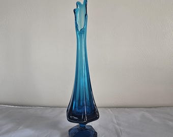 Bluenique Viking Glass Epic Column Ribbed Vase #7301