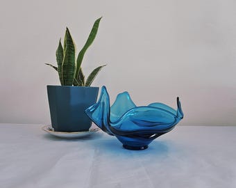 Viking Art Glass Bluenique Epic Drape Bowl