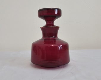 Mid Century Ruby Red Glass Decanter