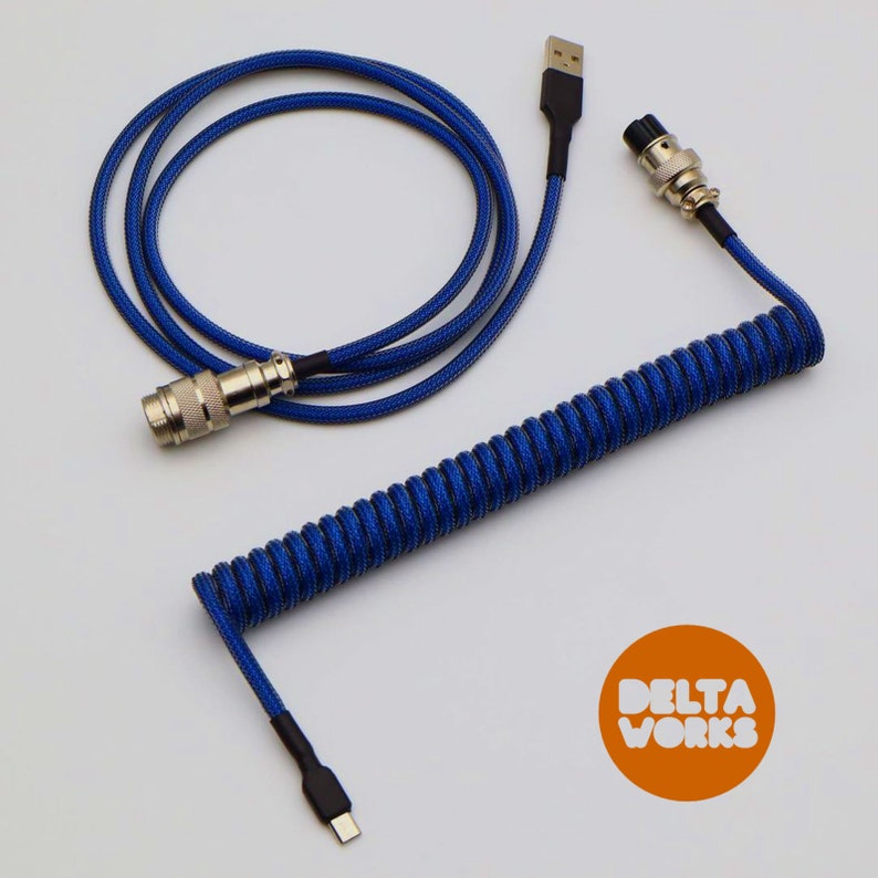 Custom Blue Carbon coiled aviator keyboard cable Etsy