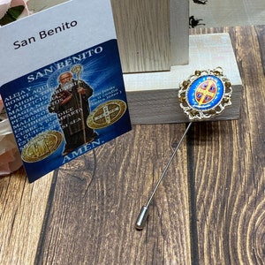 Saint Benedict Medal Lapel Pin: Religious Jewelry, Handmade