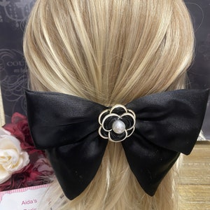 Camellia flower bow hair clip