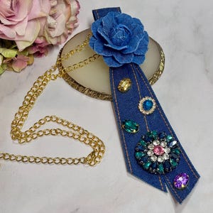Denim Necktie Necklace - Etsy display picture 1