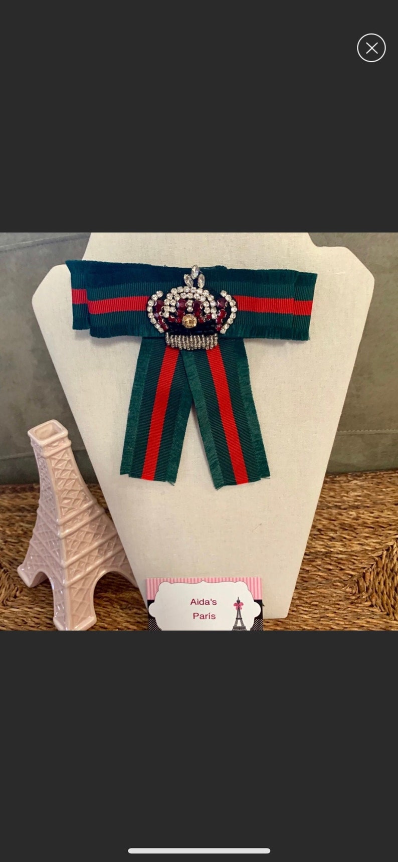 fashion bow brooch. Crown pin bow brooch Crown Bow Brooch Red and green bow brooch Designer inspired bow brooch