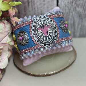 Floral Rhinestone Cuff Bracelet - Etsy display picture 1
