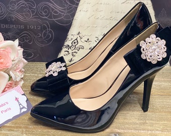 Pinces à chaussures en fleurs de strass