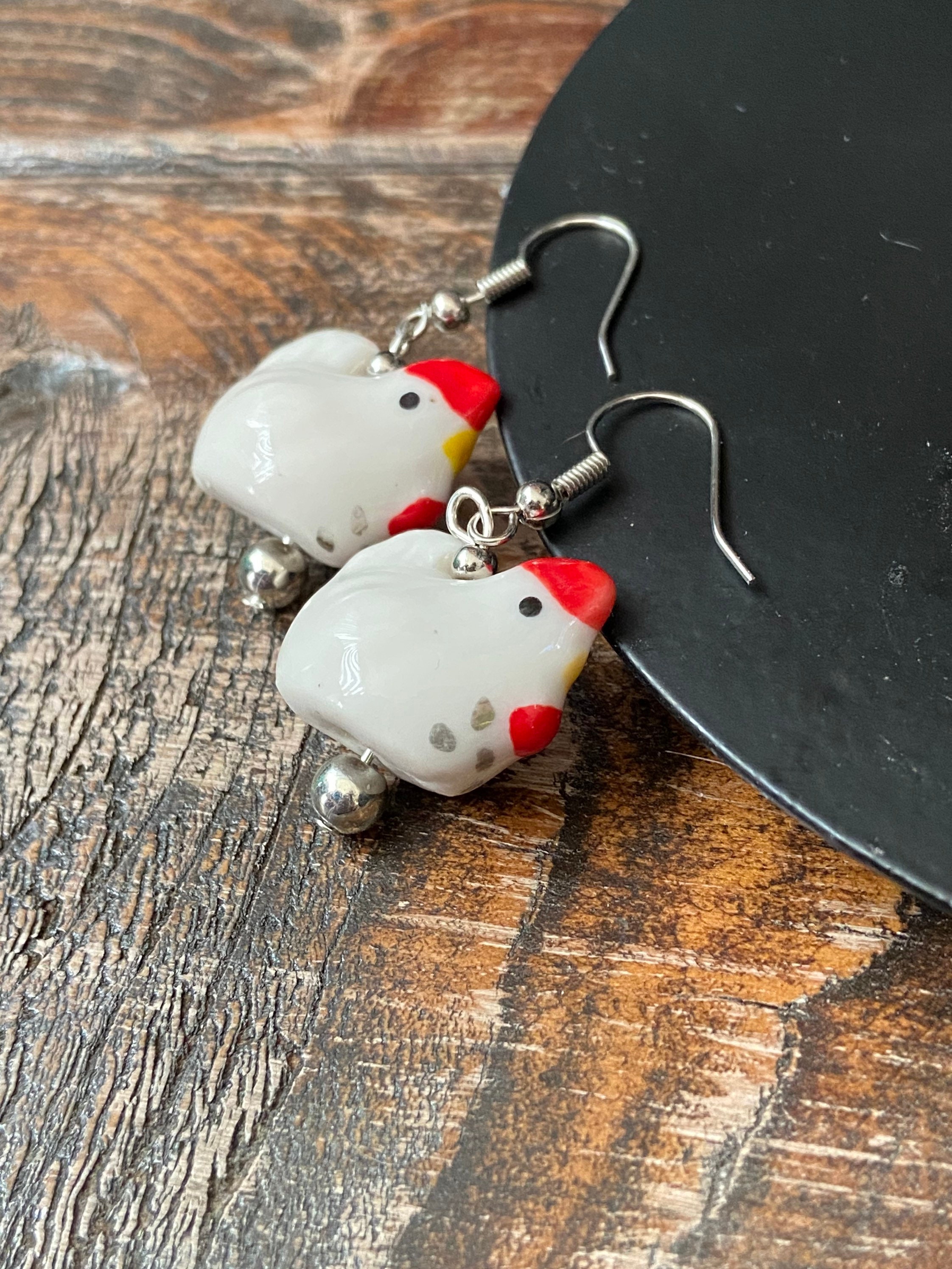 Chicken earrings Etsy