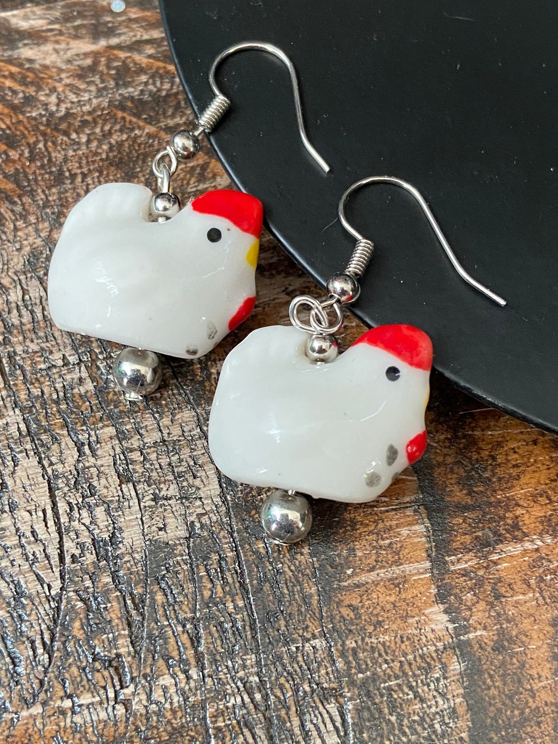Chicken earrings Etsy