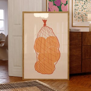 Large orange fruits Printable wall art, Vintage fruit wall art, orange Print, Botanical wall decor Poster print Instant Download
