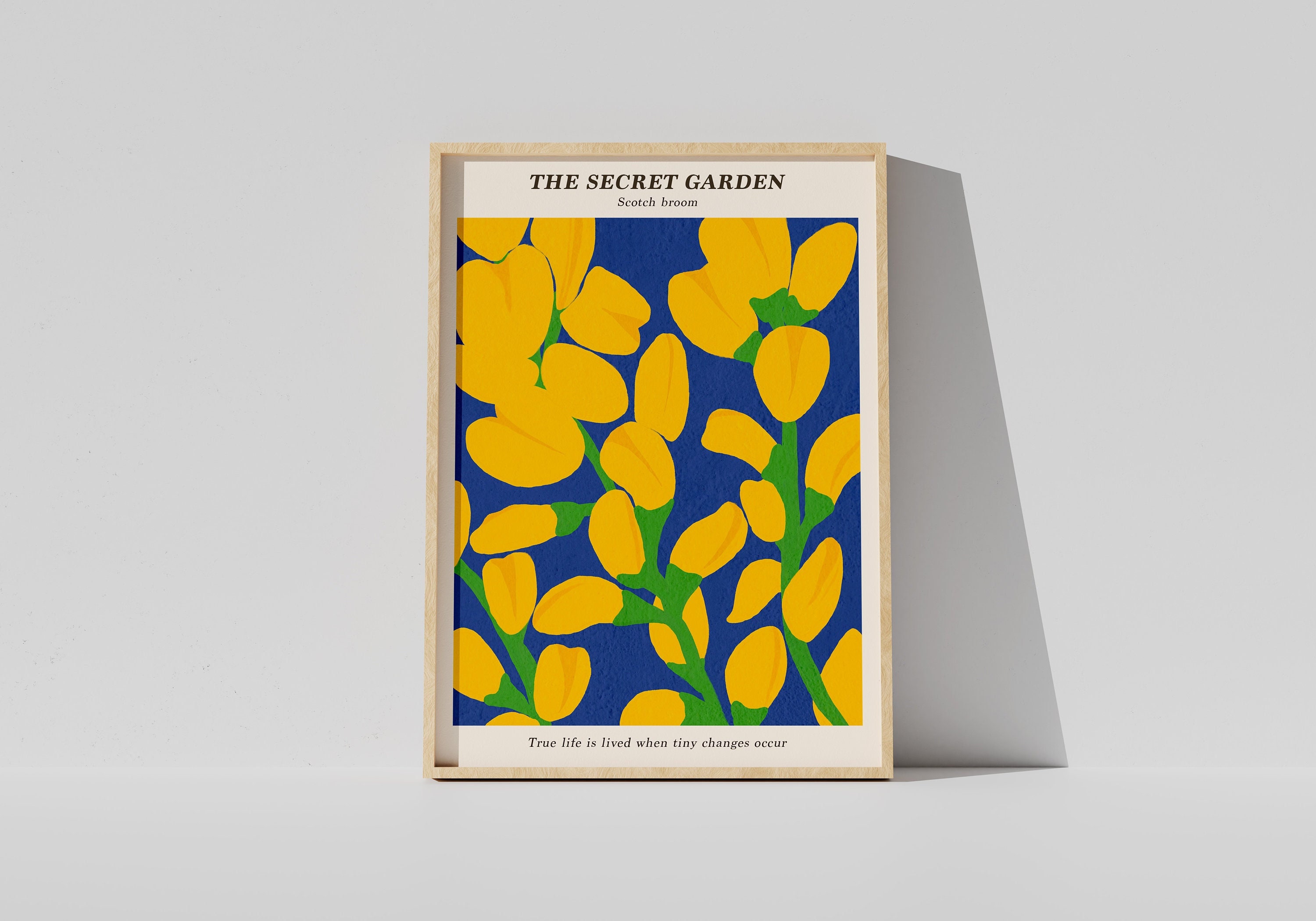Scotch Broom Floral Print: Modern Blue Flower Wall Art (Digital Download)