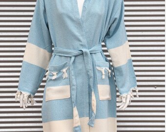 Personalized Bathrobe Gift, Chic Kimono Robe, Embroidered Beach Housecoat, Unique Gifts for Her, Custom Robe, Beach Towel Robe Gift