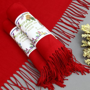 Wedding Pashmina-Bridal Party Gift-26&quot;x67&quot;-Wedding Scarf-Personalized Bridesmaid Gift-Red Pashmina-Shawl for Weddings-Wholesale Pashmina-