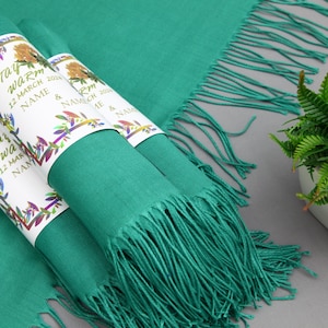 Gift Pashmina-Wedding Pashmina-26&quot;x67&quot;-Wedding Scarf-Personalized Bridesmaid Gift-Embroidered Shawl-Mint Green Pashmina-Gift Scarfs
