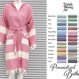 Beach Wear, Fuchsia Bathrobe, Beach Cover Up, Custom Gift Morning Gown, Bridal Party Favor, Shower Gift, Absorbent Robe, Natural Cotton Robe
