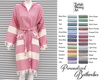 Beach Wear, Fuchsia Bathrobe, Beach Cover Up, Custom Gift Morning Gown, Bridal Party Favor, Shower Gift, Absorbent Robe, Natural Cotton Robe