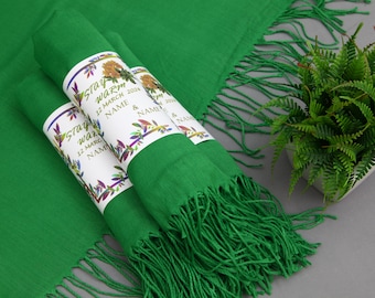 Wedding Pashmina-Green Pashmina-Quality Scarf-Bridal Party Gift-26"x67"-Wedding Scarf-Personalized Bridesmaid Gift-Monogram Shawl-Pashmina