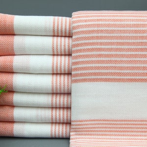 Turkish Towel-Cotton Towel-Striped Towel-Orange Towel-Beach Towel-40&quot;x70&quot;-Bridesmaid Gift Towel-Handmade Towel-Wedding Towel-(TKR,CZGL)