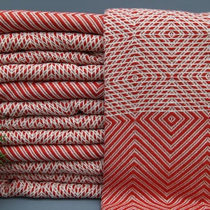 Turkish Blanket-Red Blanket-Throw Bed Cover-Wholesale Bedspread-75&#39;&#39;x83&#39;&#39;-Cozy Bed Cover-Sofa Cover Blanket-Cotton Bedspread-(MRT,DRM,PK)