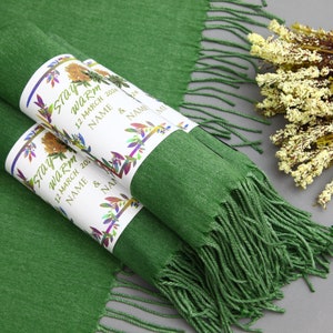 Wedding Pashmina-Quality Pashmina-26&quot;x67&quot;-Wedding Scarf-Personalized Bridesmaid Gift-Dark Green Pashmina-Handmade Shawl-Wedding Gifts-