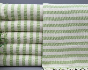 Turkish Hand Towel-Tea Towel-Green Hand Towel-Bulk Hand Towel-24"x40"-Dish Towel-Small Towel-Kitchen Towel-Striped Hand Towel-(UMT,KSY,PSKR)