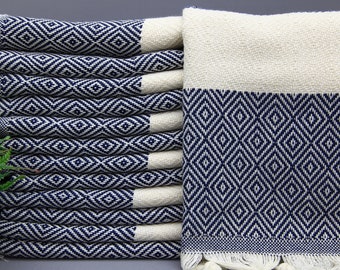 Turkish Hand Towel-Tea Towel-Navy Blue Hand Towel-Throw Hand Towel-20&quot;x36&quot;-Bulk Hand Towel-Service Towel-Napkin-Kitchen Towel-(GZD,LMS,PSKR)
