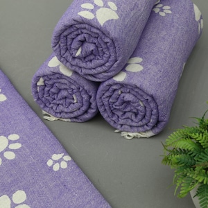 Paw Design Towel,Turkish B,ath Towel,Hammam Towel,Turkish Towel,Bridesmaid Gift Towel,36''x70''-Turkish Peshtemal-Purple Towel-(DBLL,PT)
