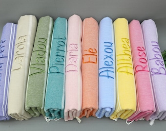 Serviette de plage turque personnalisée, serviette de plage de demoiselle d'honneur, cadeau EVJF, serviette prénom personnalisée, cadeau de mariage